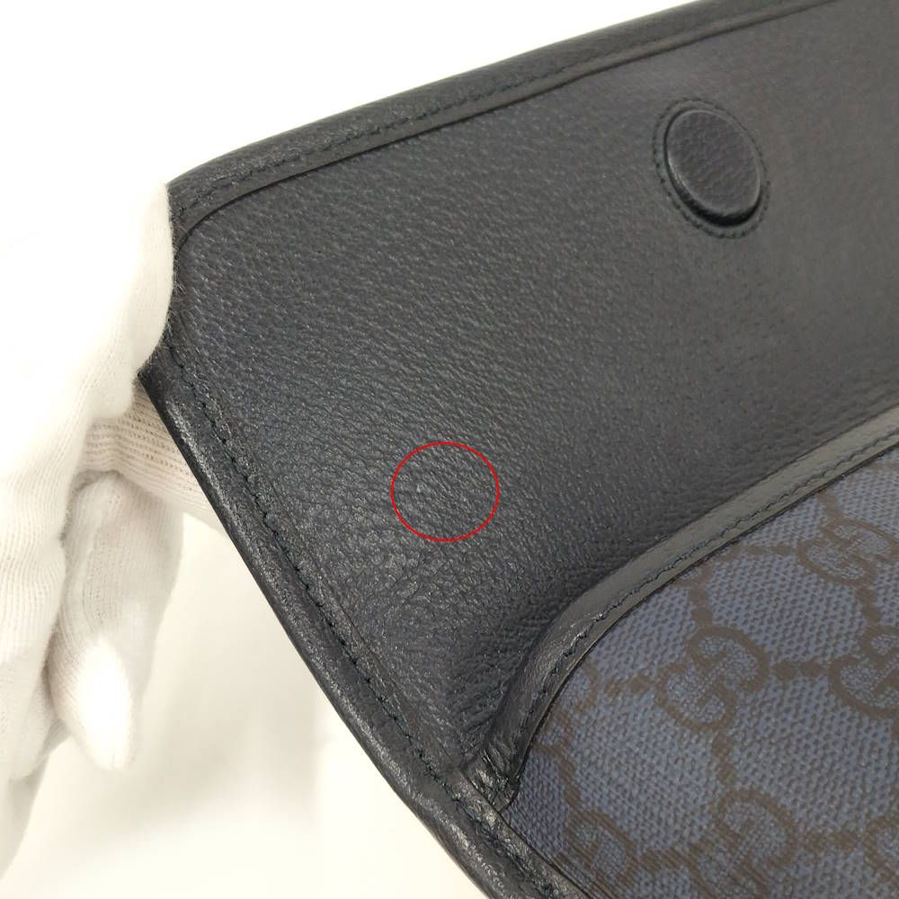 Gucci Shoulder Bag GG Supreme Marmont Leather Navy — view 7