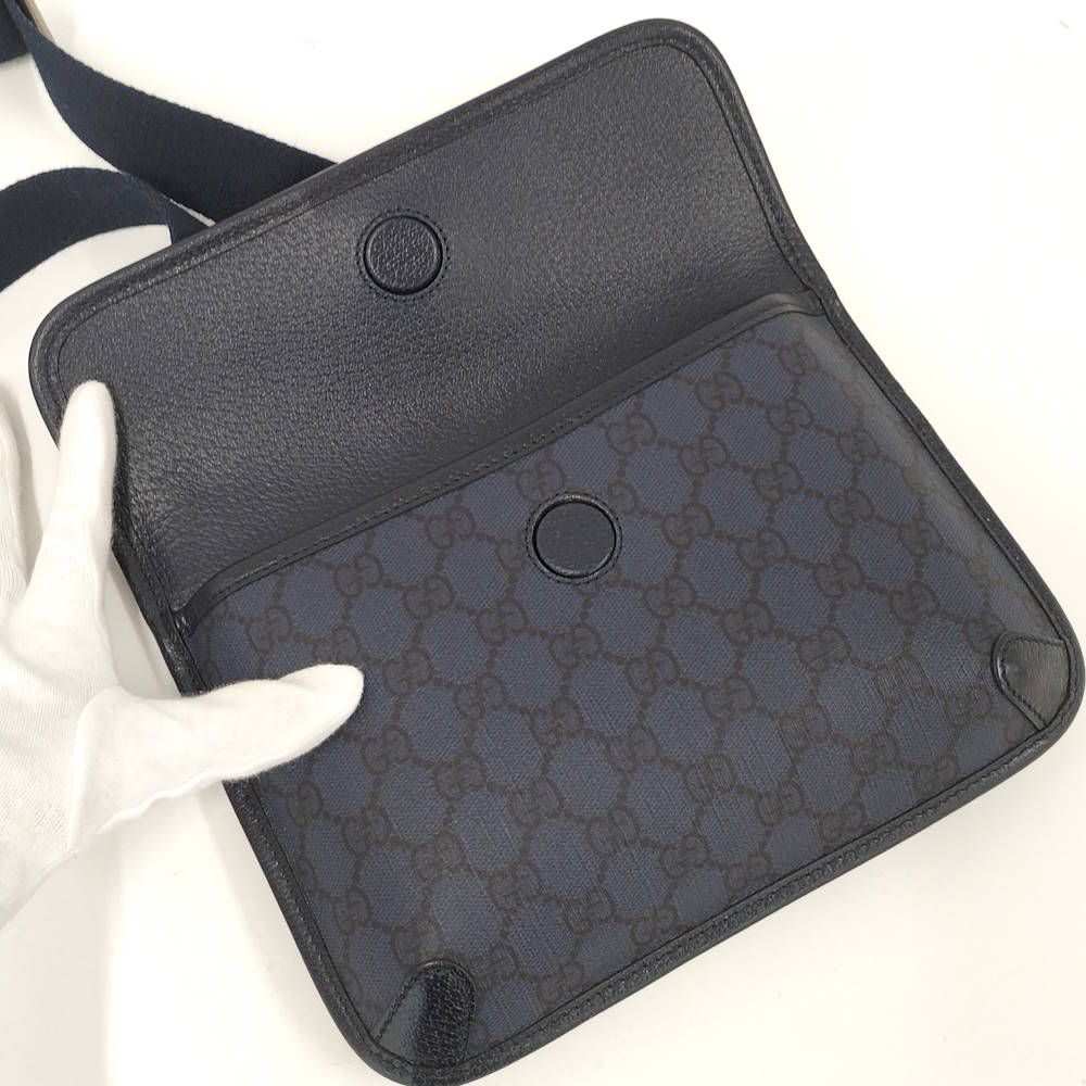 Gucci Shoulder Bag GG Supreme Marmont Leather Navy — view 6