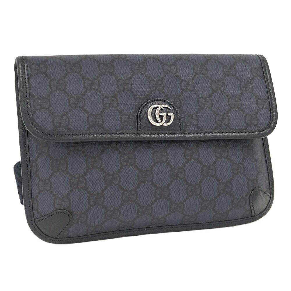 Gucci Shoulder Bag GG Supreme Marmont Leather Navy