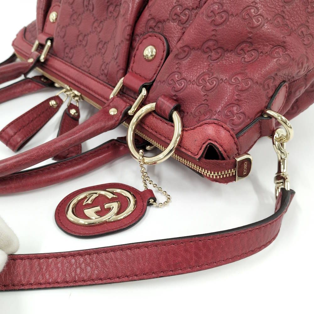 Gucci Ski 2-Way Shoulder Handbag Guccissima Leather Red — view 7