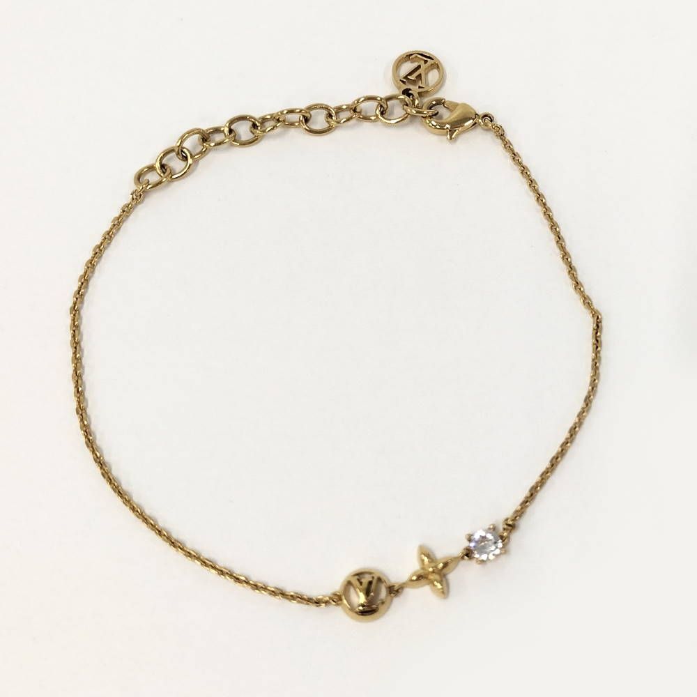 Louis Vuitton Bracelet Strass Plated Gold Monogram Flower — view 2