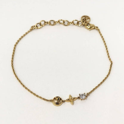 Louis Vuitton Bracelet Strass Plated Gold Monogram Flower