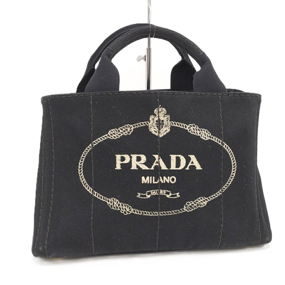 Prada Canapa Tote Handbag Canvas Black
