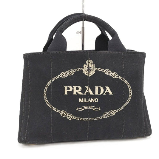 Prada Canapa Tote Handbag Canvas Black