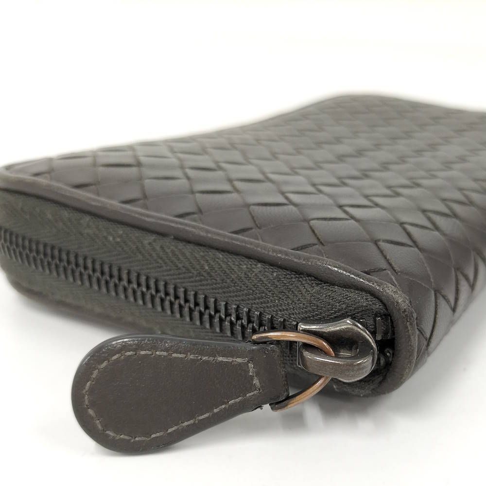 Bottega Veneta Zip Around Wallet Intrecciato Leather Dark Brown — view 5