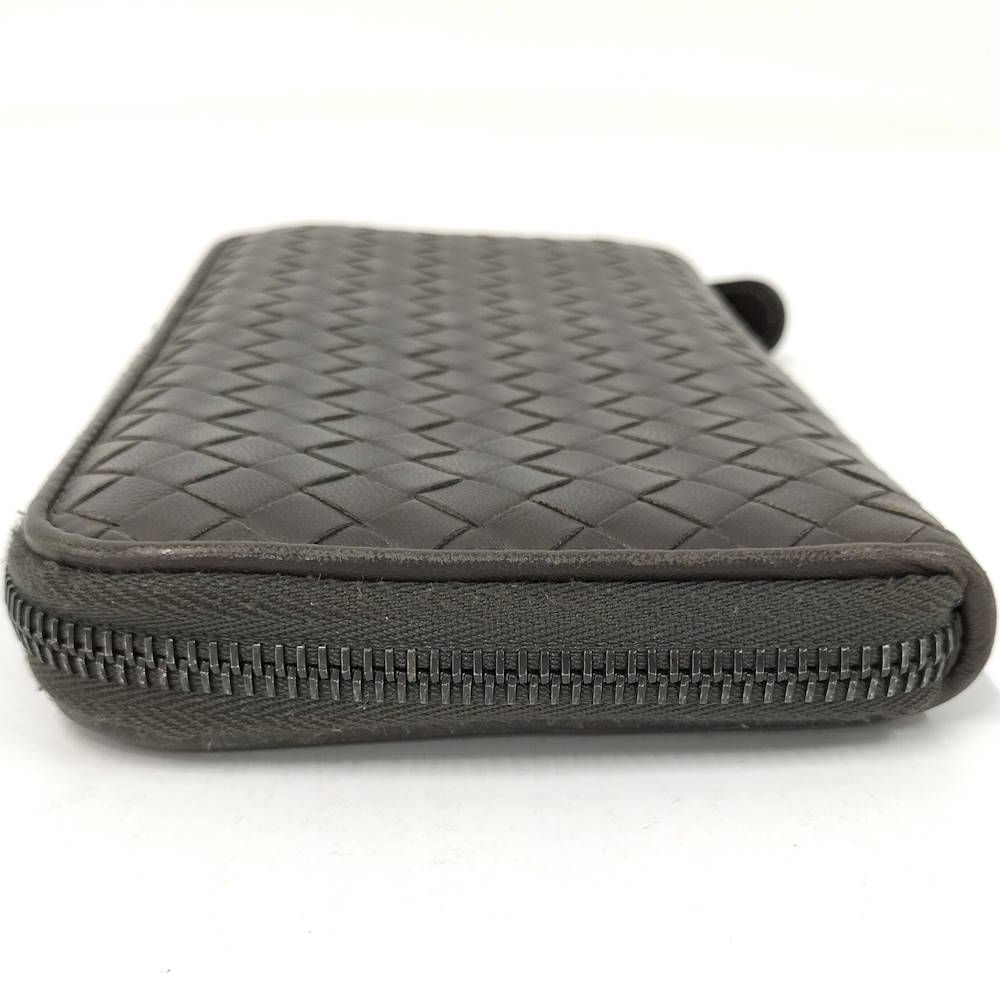 Bottega Veneta Zip Around Wallet Intrecciato Leather Dark Brown — view 6