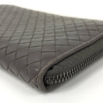 Bottega Veneta Zip Around Wallet Intrecciato Leather Dark Brown — view 4