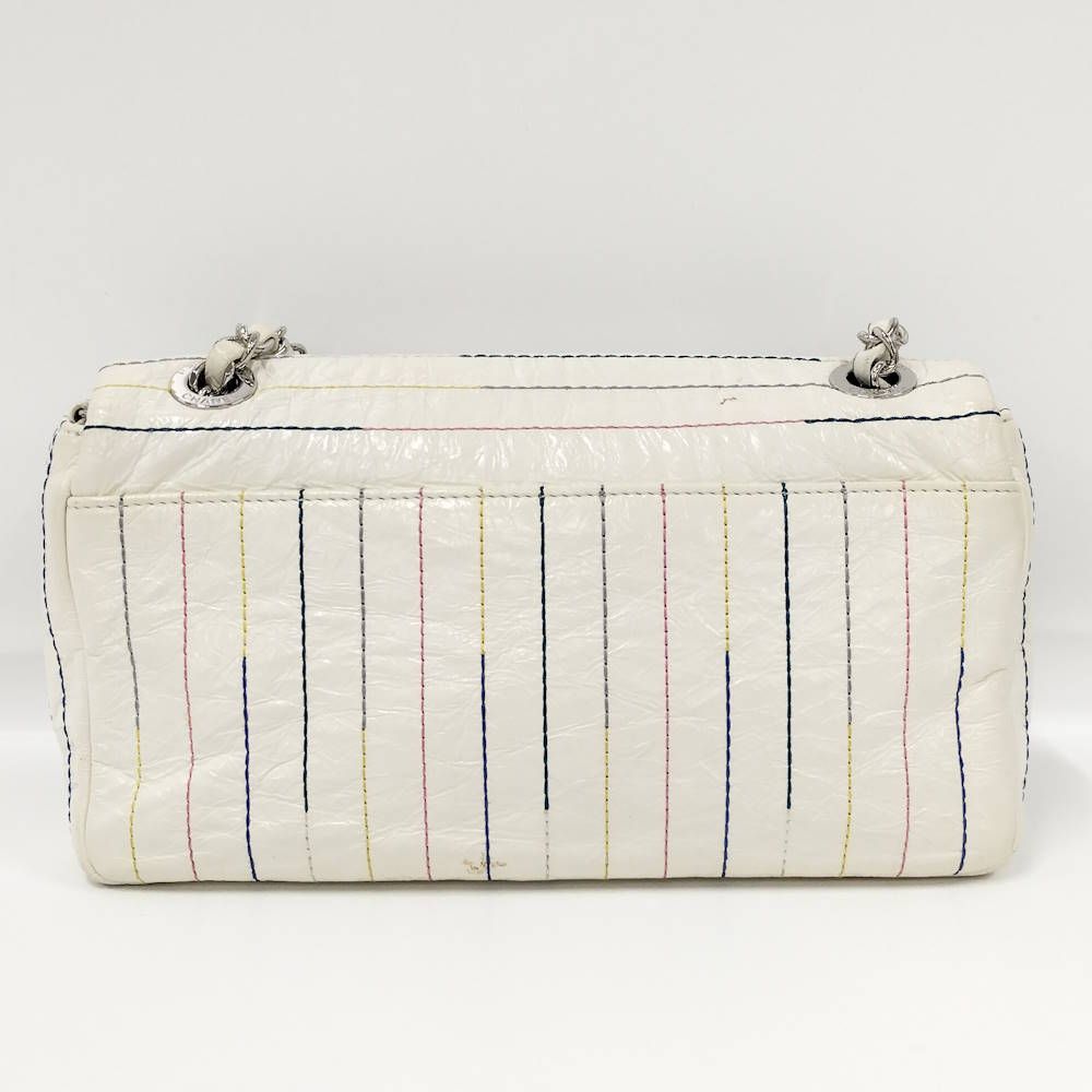 Chanel CC Logo Double Chain Shoulder Bag Enamel White — view 2