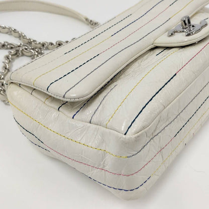 Chanel CC Logo Double Chain Shoulder Bag Enamel White — view 3