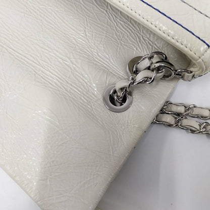 Chanel CC Logo Double Chain Shoulder Bag Enamel White — view 8