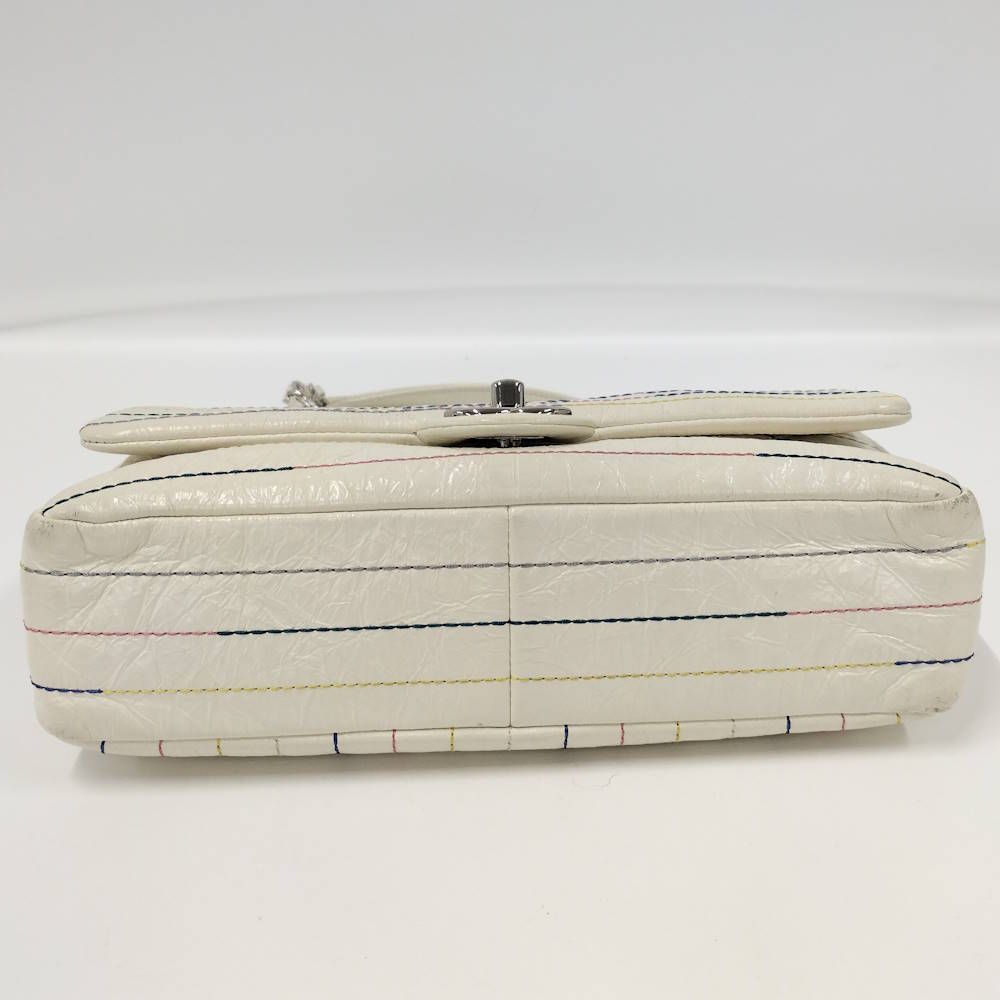 Chanel CC Logo Double Chain Shoulder Bag Enamel White — view 4