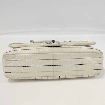 Chanel CC Logo Double Chain Shoulder Bag Enamel White — view 4