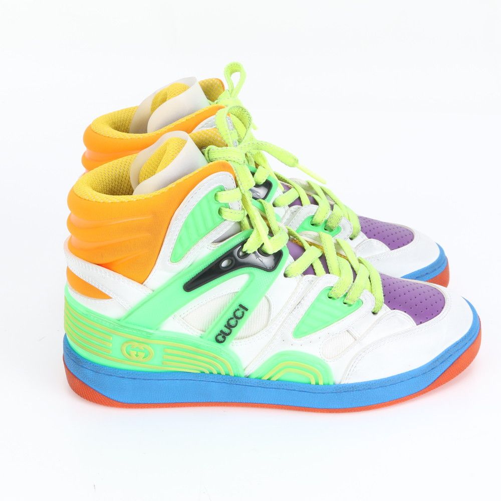 Gucci Basket High Cut Sneakers Interlocking Lace Up Shoes 35 Ree — view 3