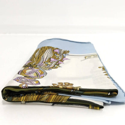 Hermes Carre 90 Pasementerie Silk White Light Blue Multicolor Scarf — view 4
