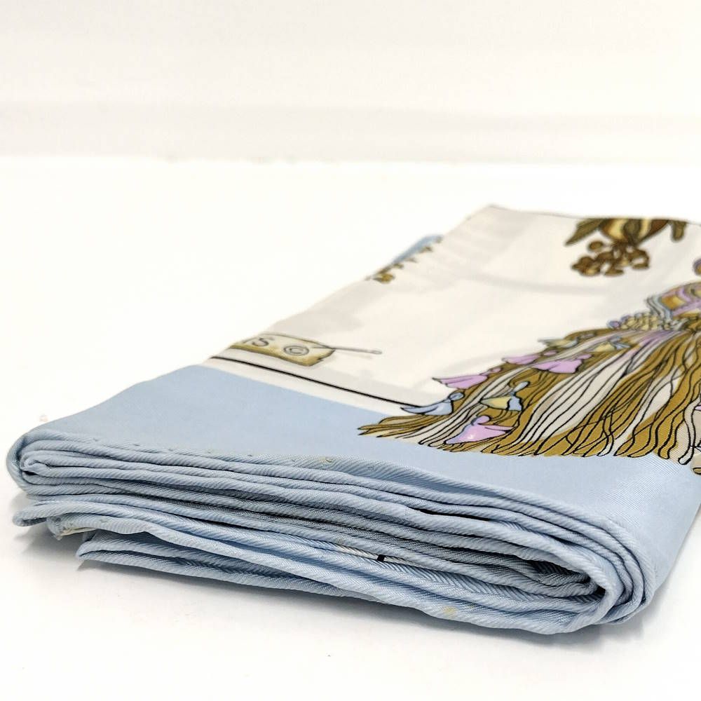 Hermes Carre 90 Pasementerie Silk White Light Blue Multicolor Scarf — view 3