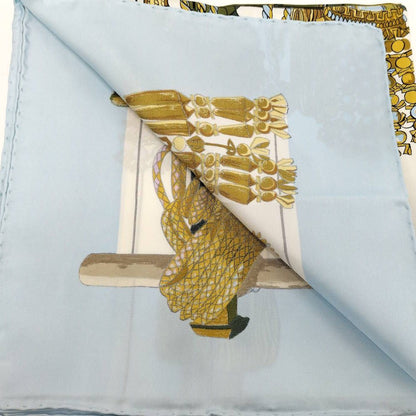 Hermes Carre 90 Pasementerie Silk White Light Blue Multicolor Scarf — view 5
