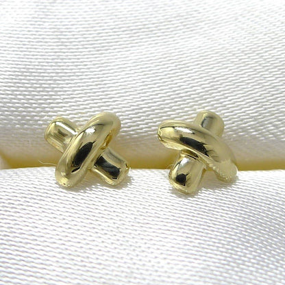 Tiffany & Co Earrings Cross Stitch 18k Yellow Gold