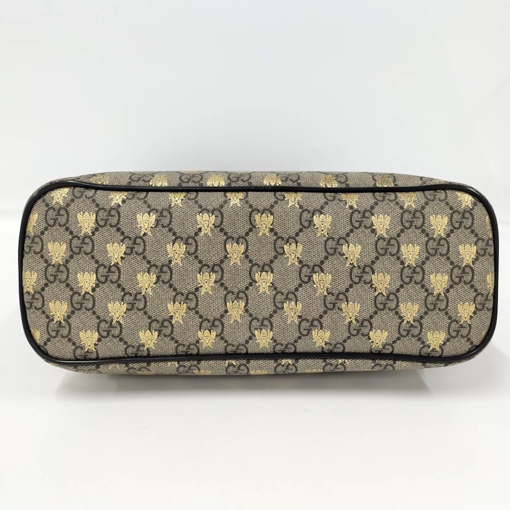 Gucci 2-Way Bag Bee Coating Leather Brown Black — view 7
