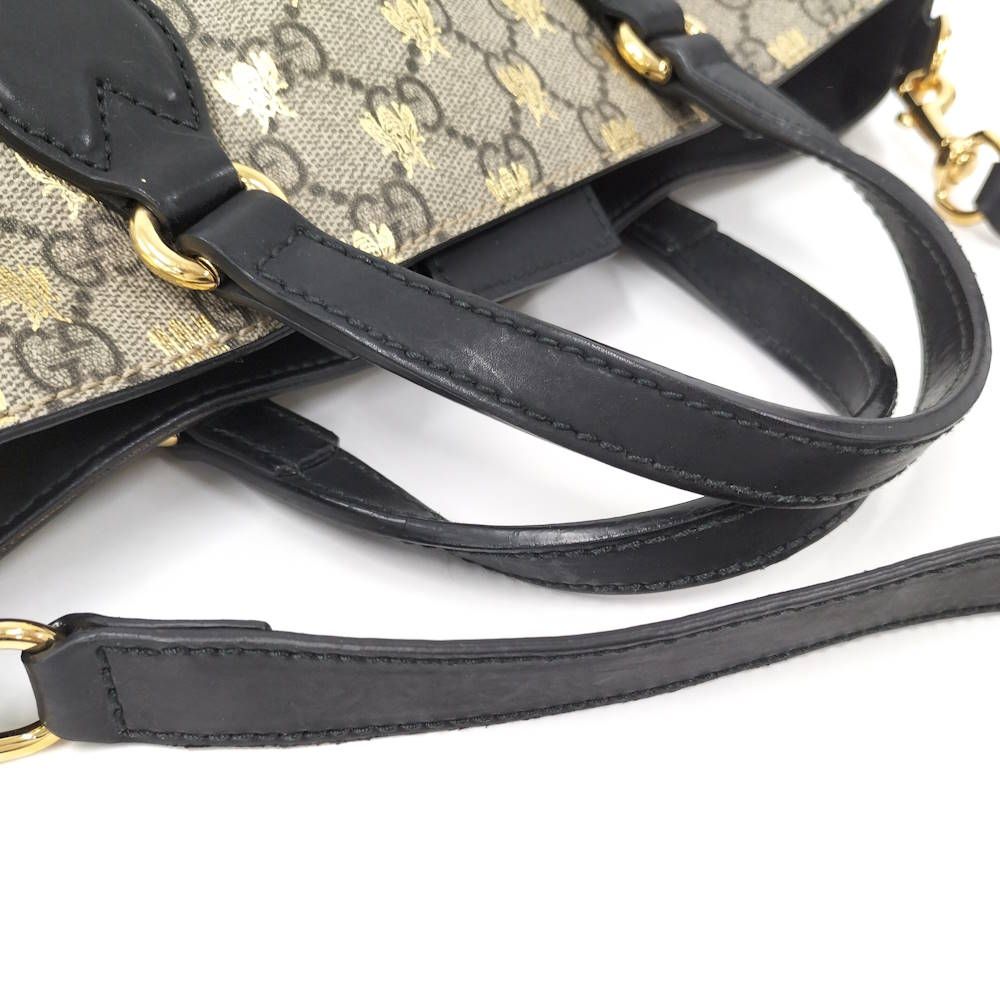 Gucci 2-Way Bag Bee Coating Leather Brown Black — view 6
