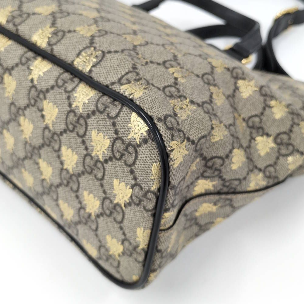 Gucci 2-Way Bag Bee Coating Leather Brown Black — view 3