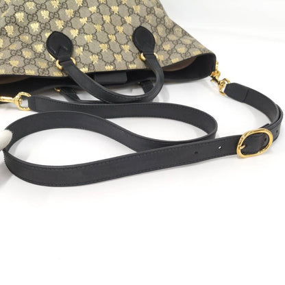 Gucci 2-Way Bag Bee Coating Leather Brown Black — view 5
