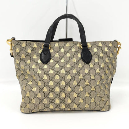 Gucci 2-Way Bag Bee Coating Leather Brown Black — view 2