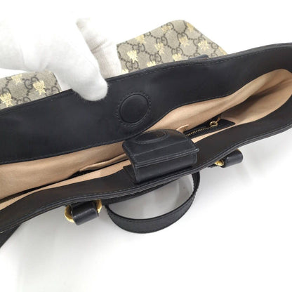Gucci 2-Way Bag Bee Coating Leather Brown Black — view 8