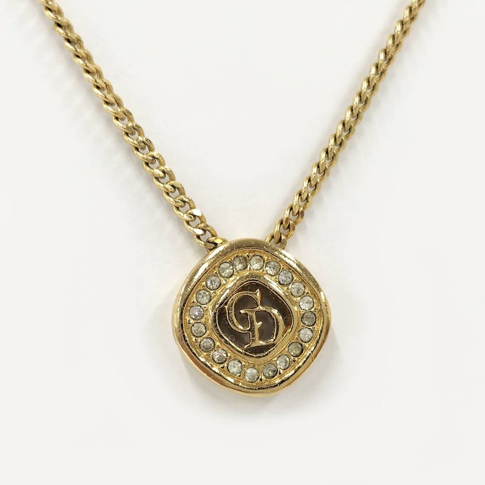 Dior Vintage Necklace Line Stone Gold