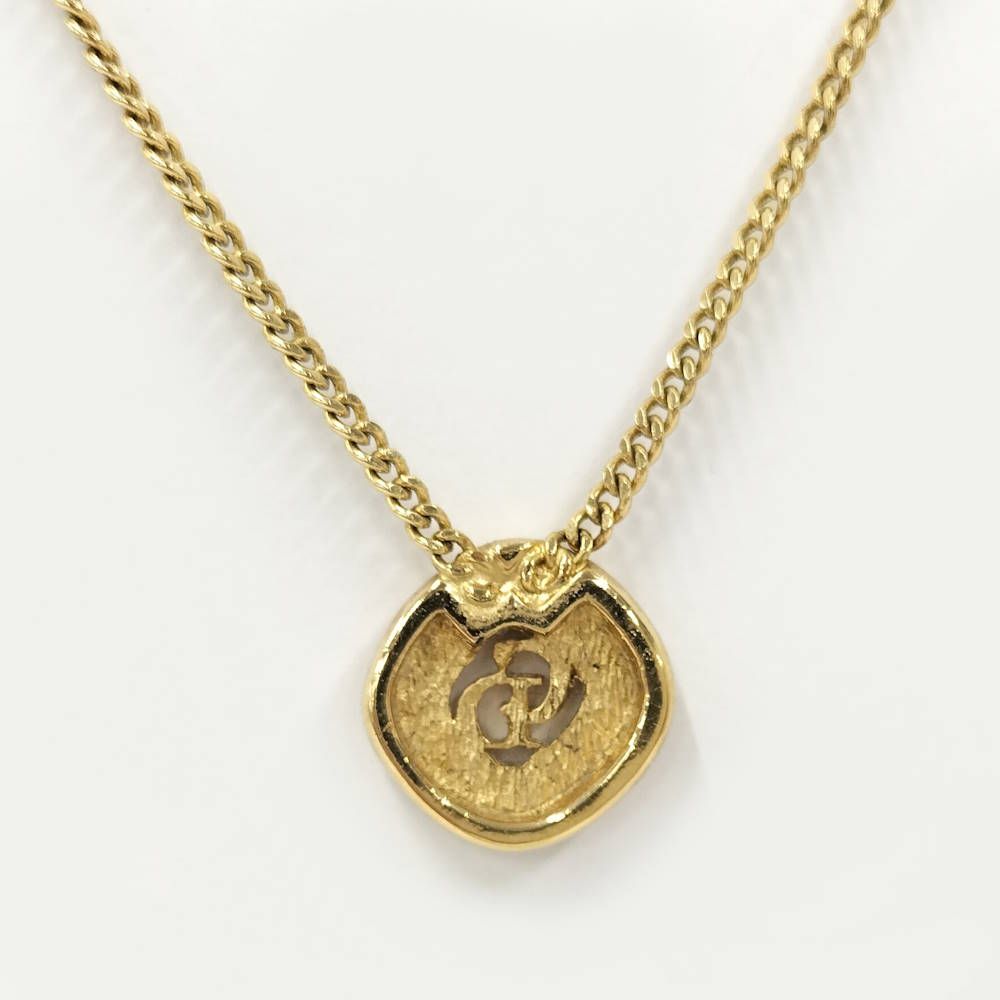 Dior Vintage Necklace Line Stone Gold — view 2