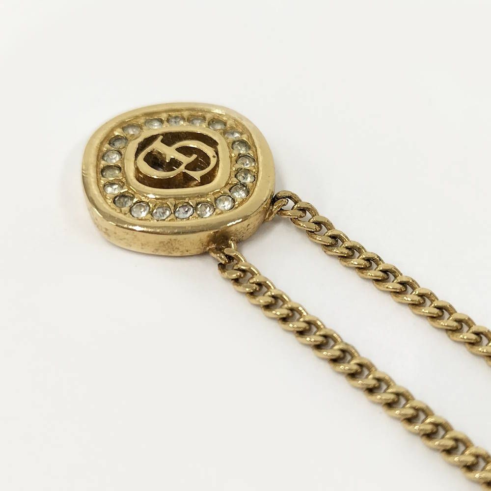 Dior Vintage Necklace Line Stone Gold — view 4