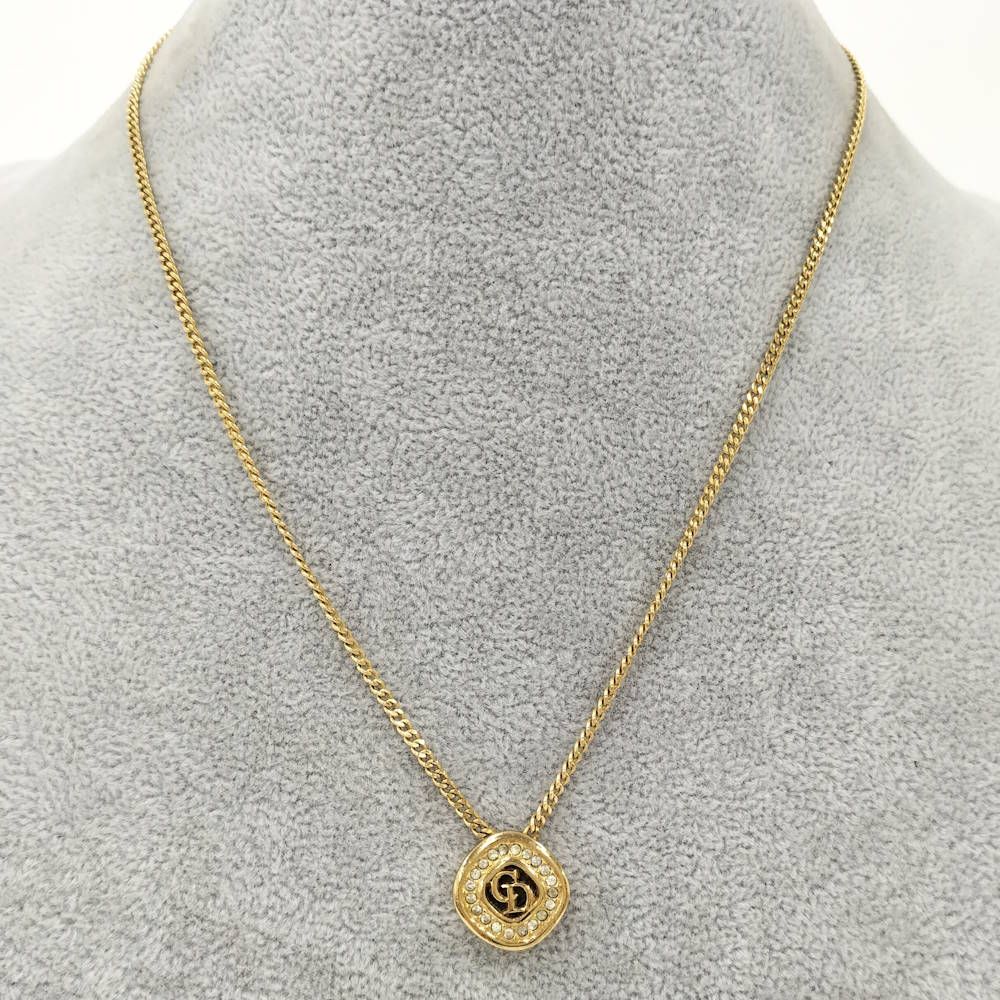 Dior Vintage Necklace Line Stone Gold — view 9
