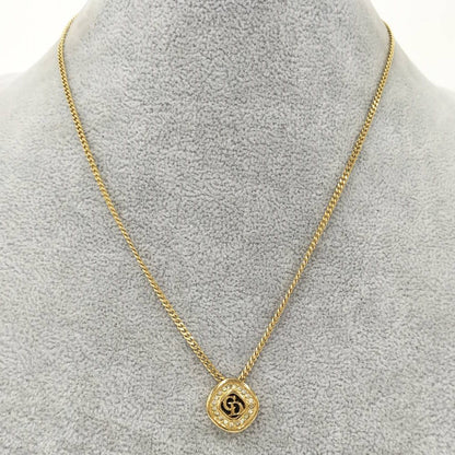Dior Vintage Necklace Line Stone Gold — view 9
