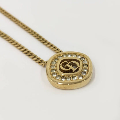 Dior Vintage Necklace Line Stone Gold — view 3