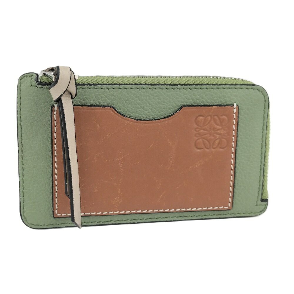 Loewe Fragment Case Anagram Leather Green Brown Wallet