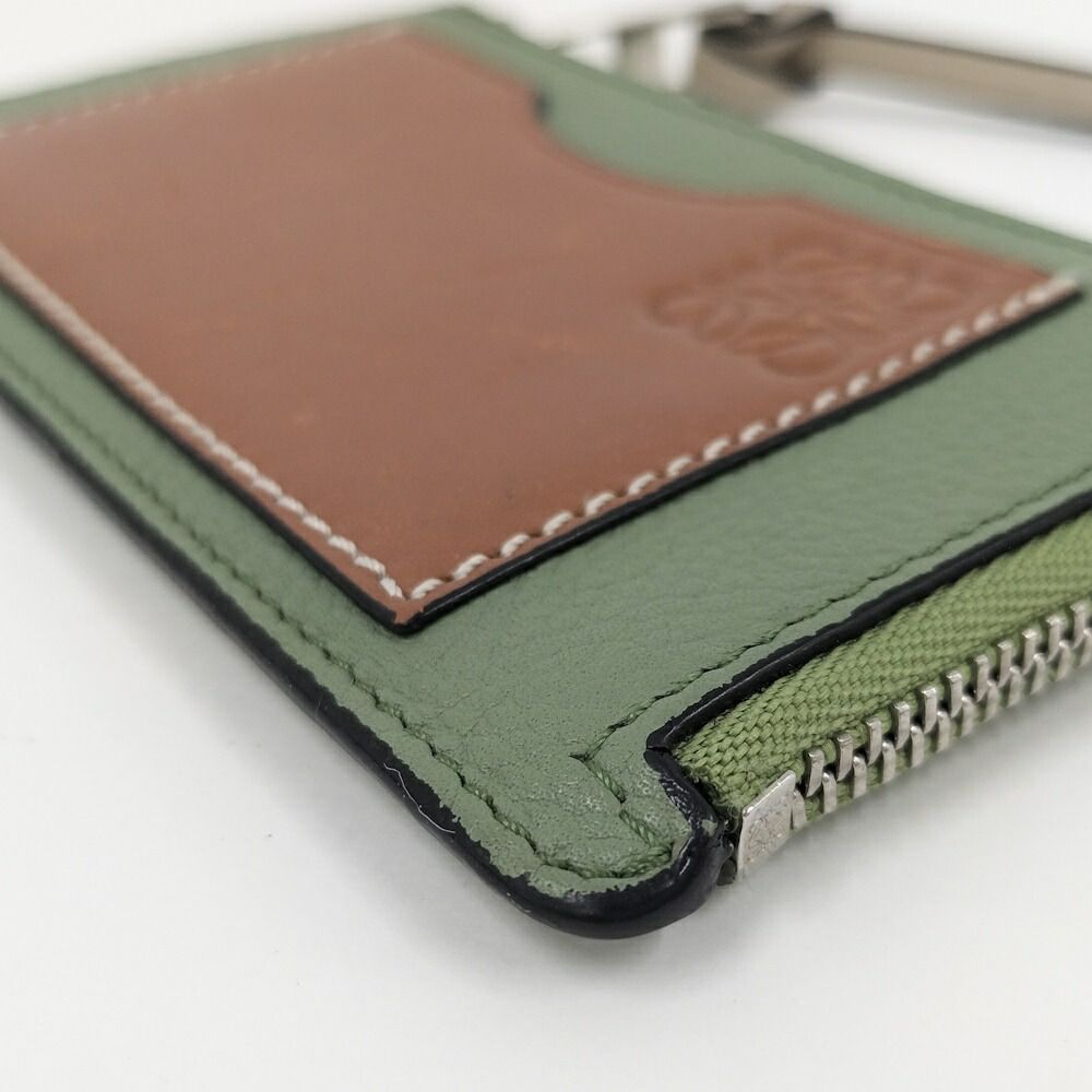 Loewe Fragment Case Anagram Leather Green Brown Wallet — view 3