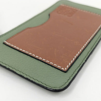 Loewe Fragment Case Anagram Leather Green Brown Wallet — view 4