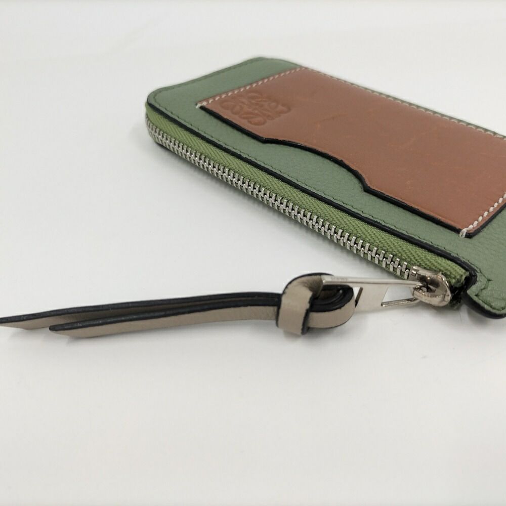Loewe Fragment Case Anagram Leather Green Brown Wallet — view 5
