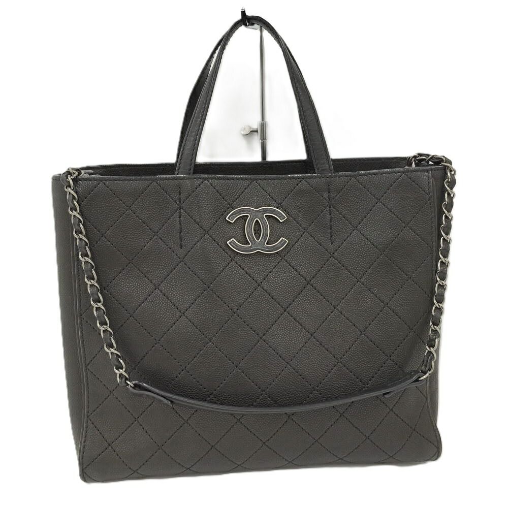 Chanel 2-Way Bag Caviar Leather Black