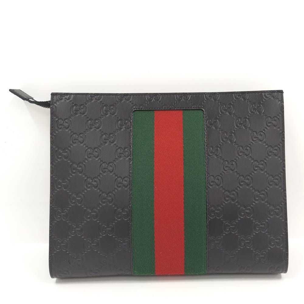 Gucci Clutch Guccissima Sherry Line Leather Black — view 2
