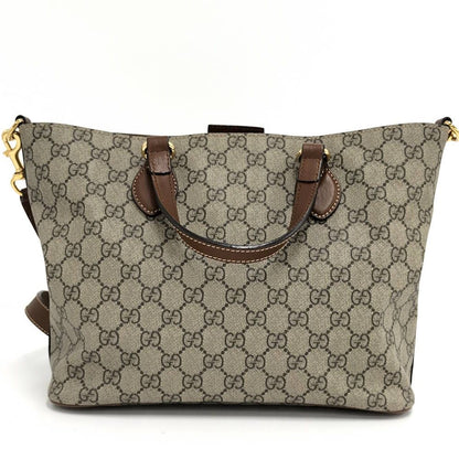 Gucci 2-Way Tote Shoulder Bag GG Supreme Leather Beige — view 2