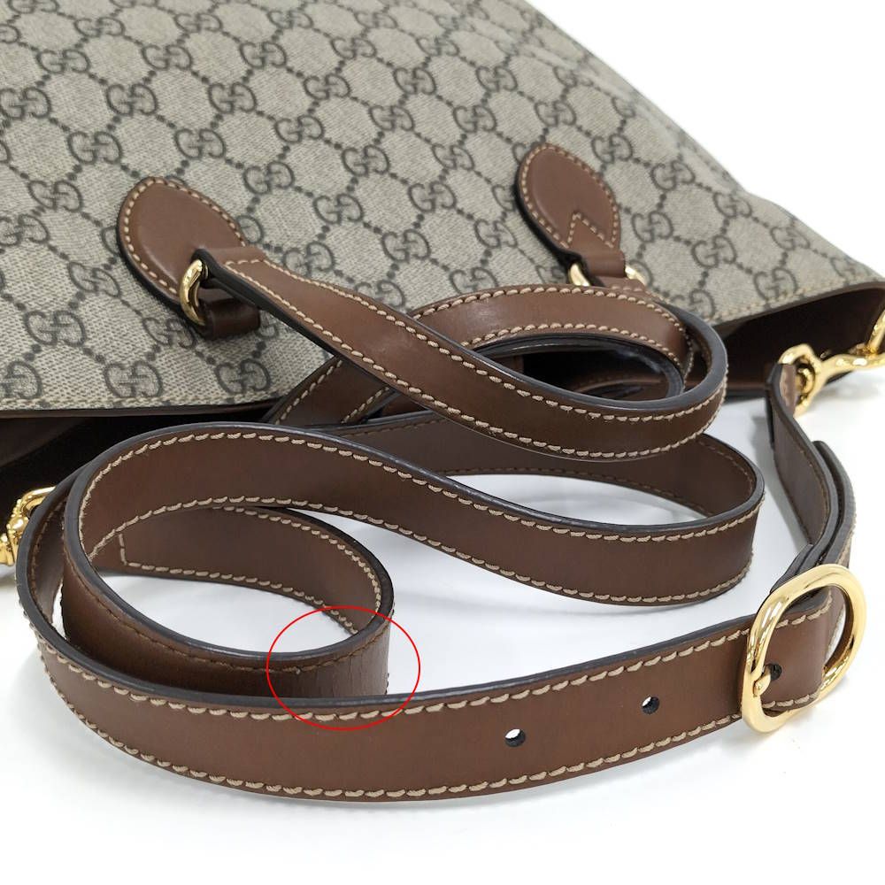 Gucci 2-Way Tote Shoulder Bag GG Supreme Leather Beige — view 4