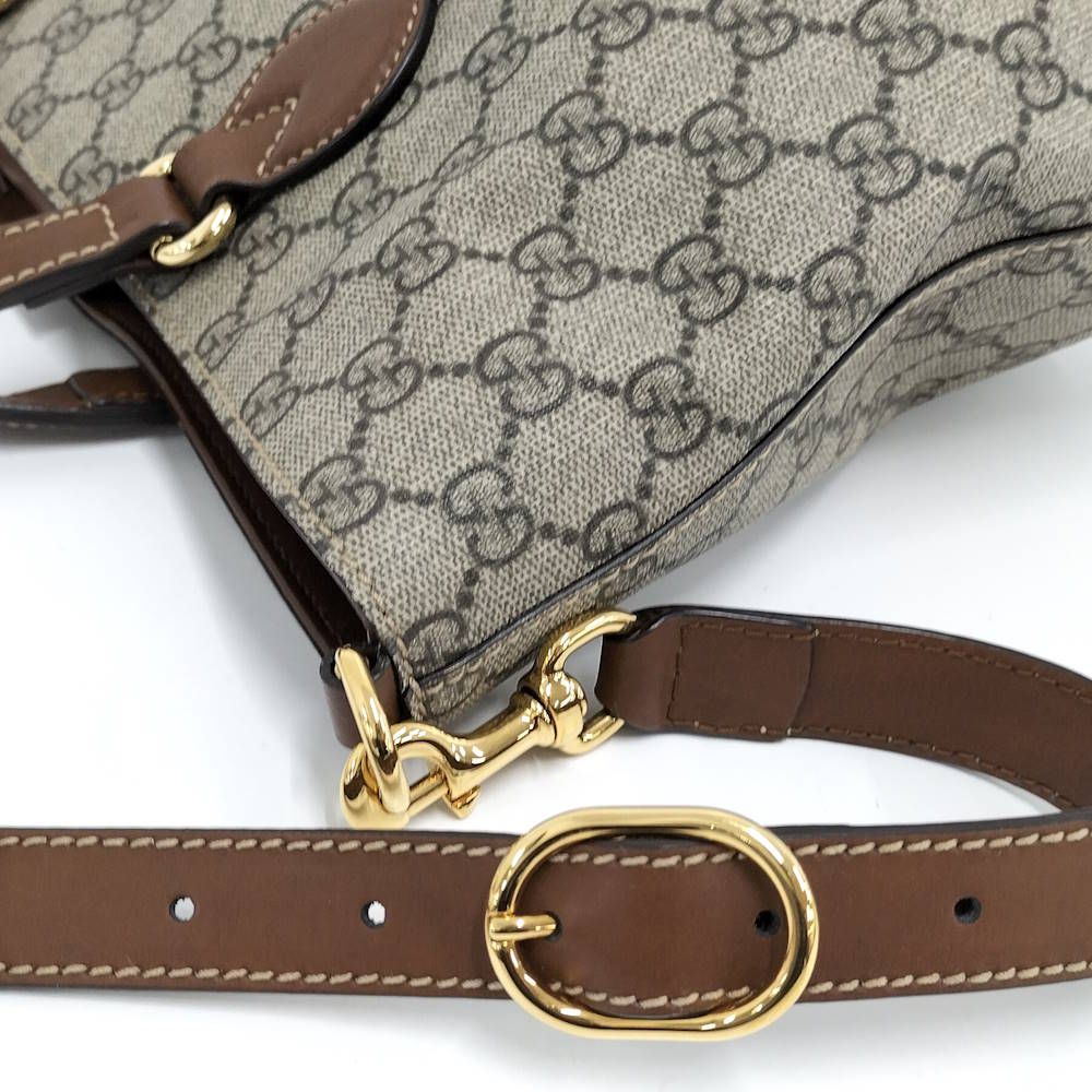 Gucci 2-Way Tote Shoulder Bag GG Supreme Leather Beige — view 5