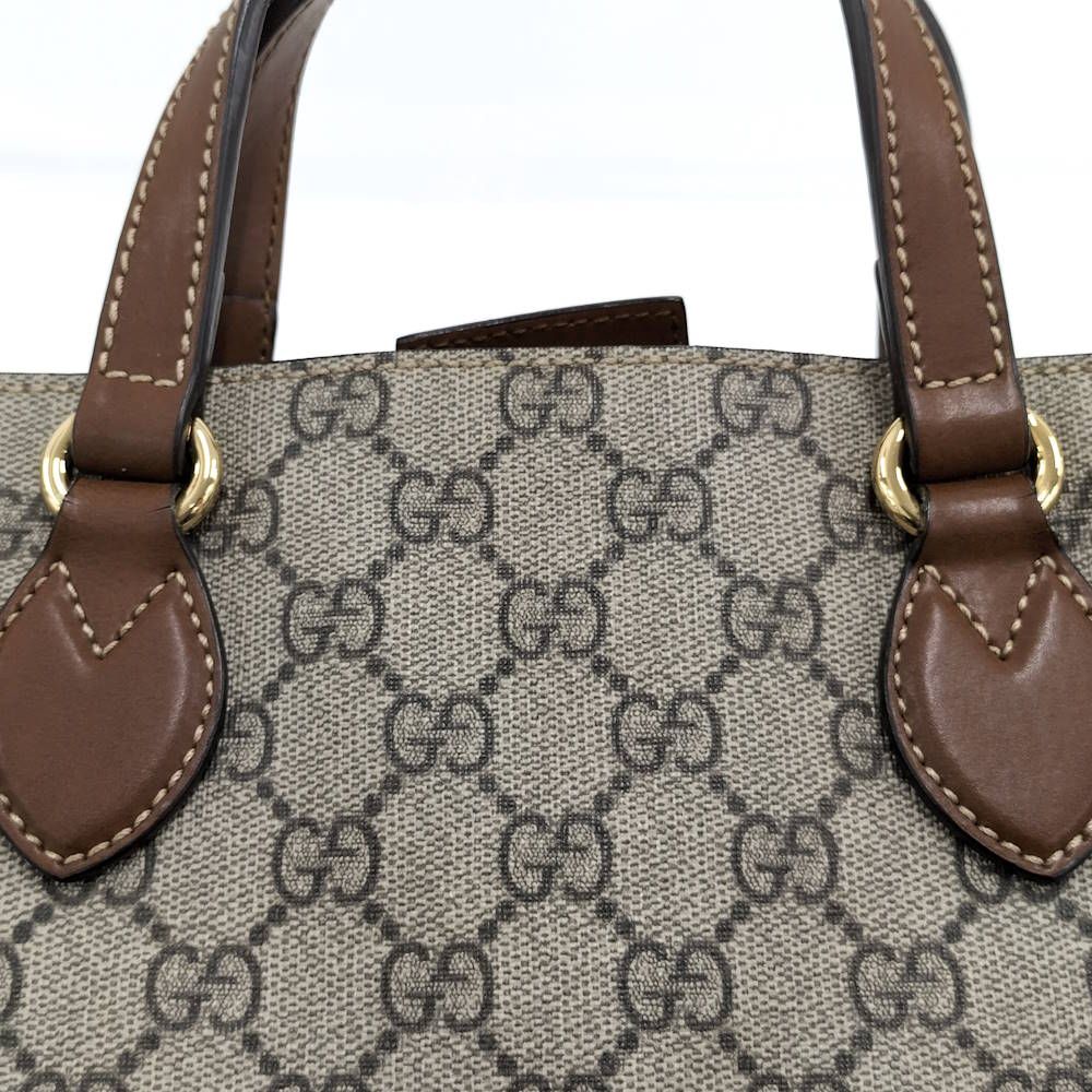 Gucci 2-Way Tote Shoulder Bag GG Supreme Leather Beige — view 6