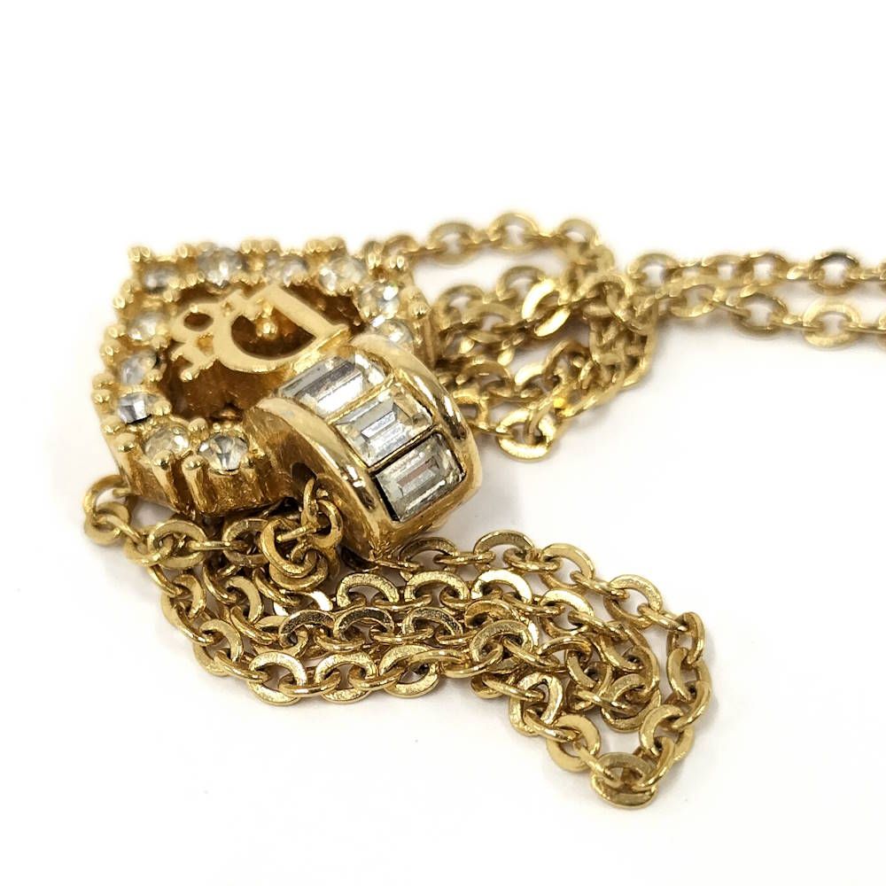 Dior Necklace Logo Light Stone Plated Gold — view 8