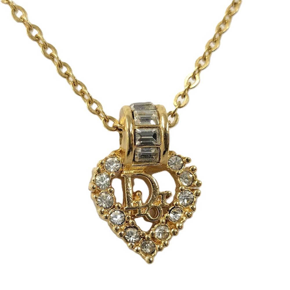 Dior Necklace Logo Light Stone Plated Gold