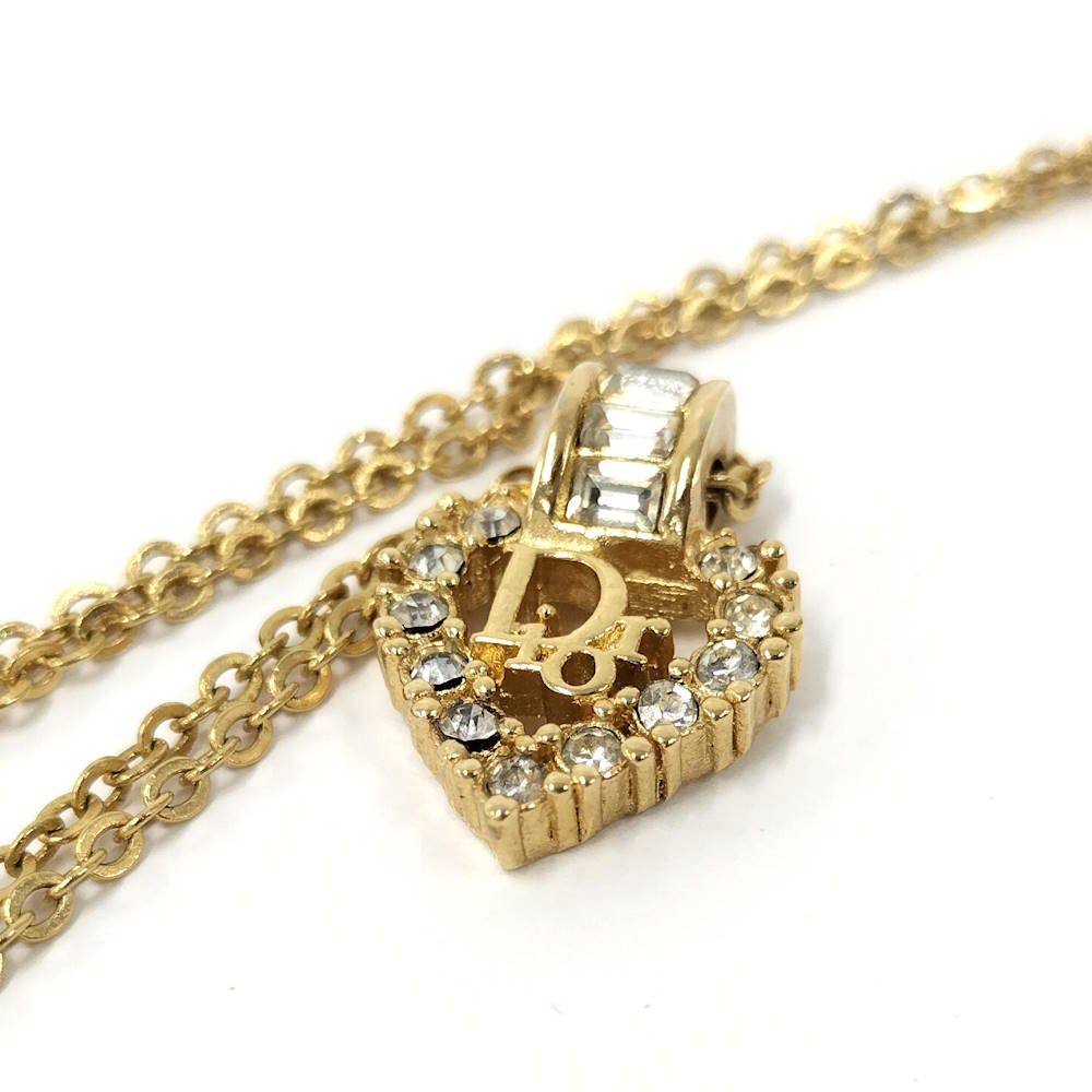 Dior Necklace Logo Light Stone Plated Gold — view 6