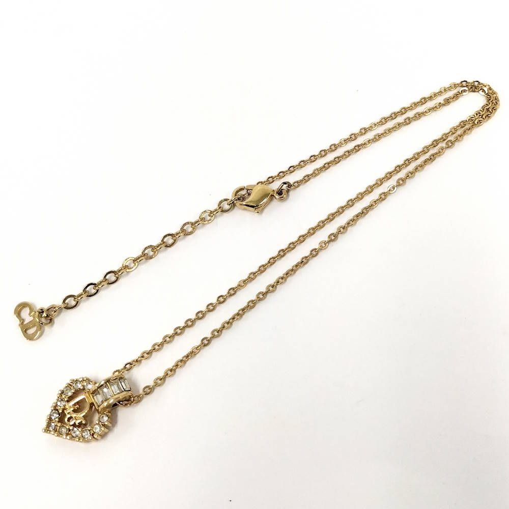 Dior Necklace Logo Light Stone Plated Gold — view 3