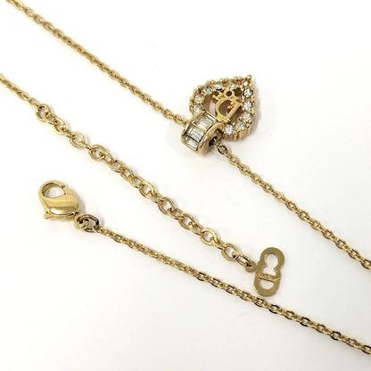 Dior Necklace Logo Light Stone Plated Gold — view 4