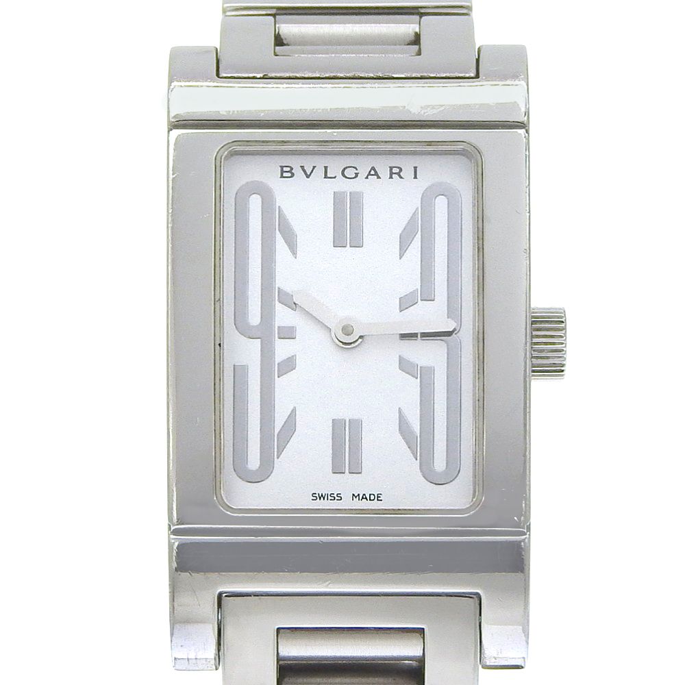 Bvlgari Rettangolo Stainless Steel Silver Quartz Analog Display White Dial Watch