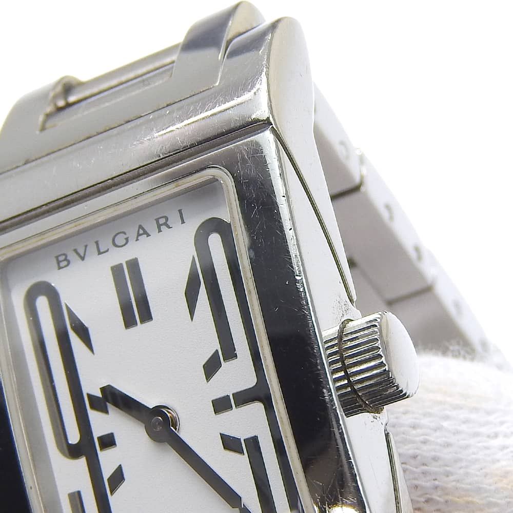 Bvlgari Rettangolo Stainless Steel Silver Quartz Analog Display White Dial Watch — view 8